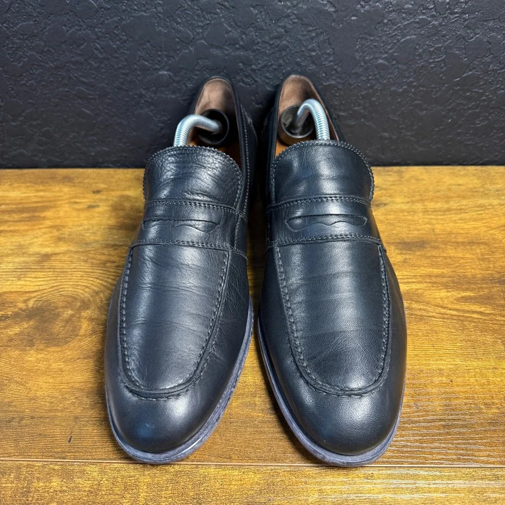 Johnston & Murphy J&M 1850 Black Leather Penny Loafers Mens 11.5